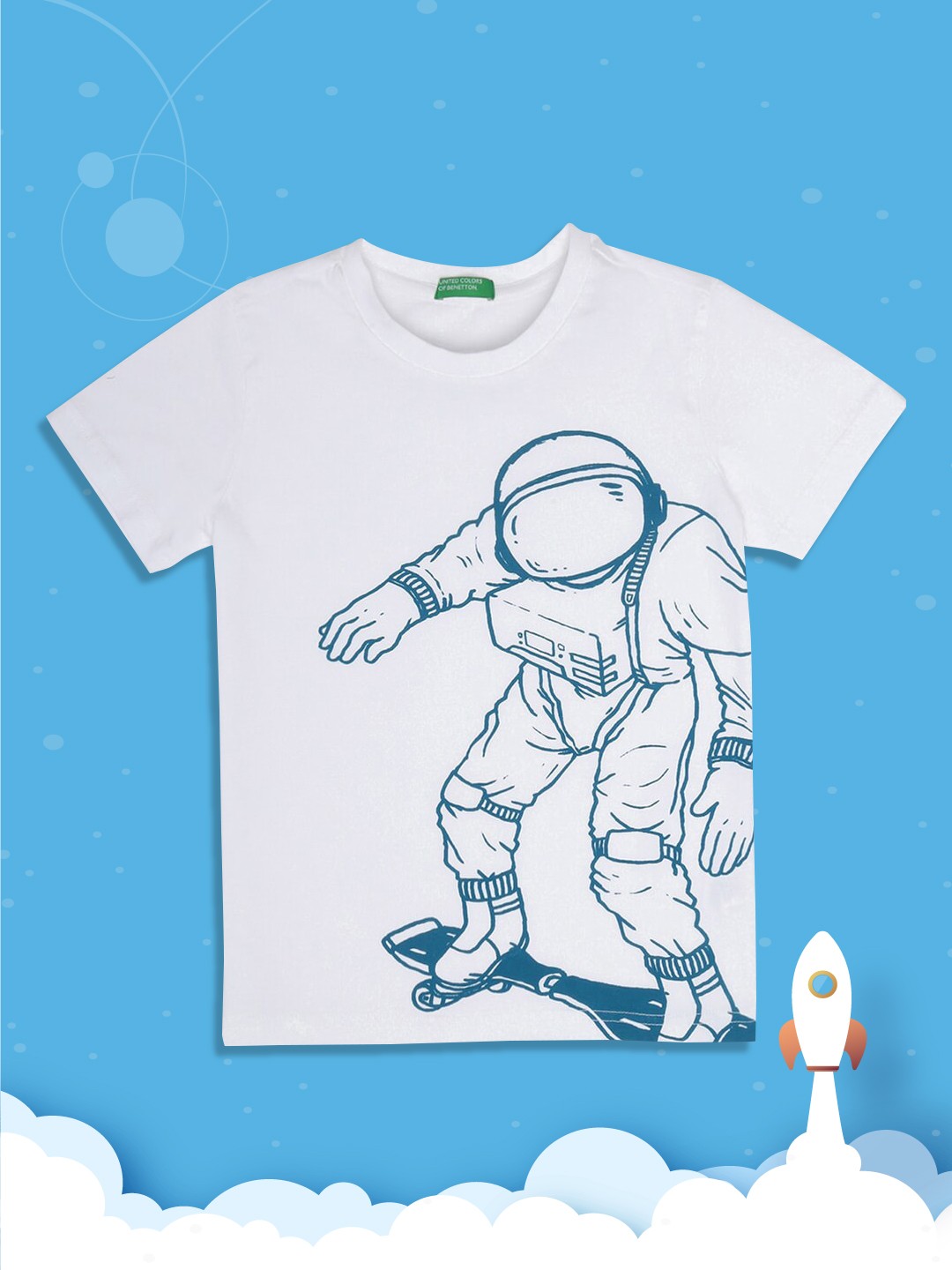 

United Colors of Benetton Boys White Printed T-shirt