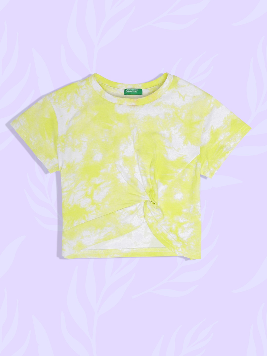 

United Colors of Benetton Girls Yellow Dyed Tropical T-shirt