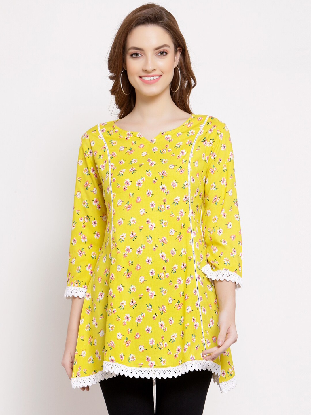 

Myshka Yellow & Pink Printed Tunic