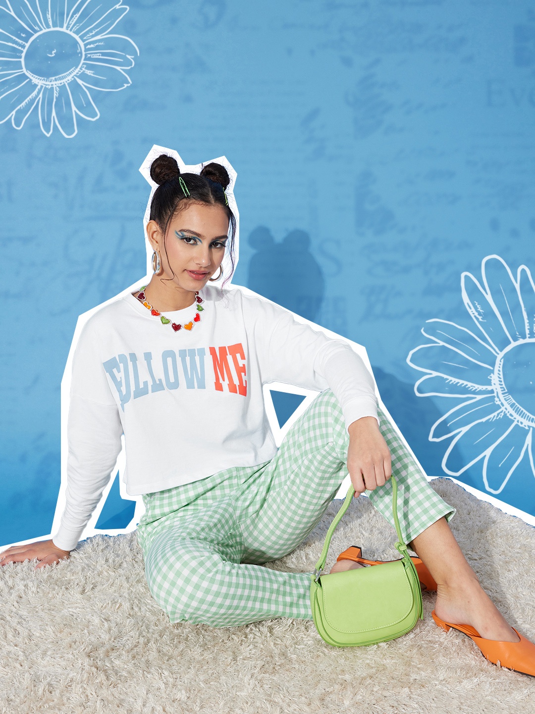

HERE&NOW Women Classic White Typography Whipped for Varsity Sweatshirt