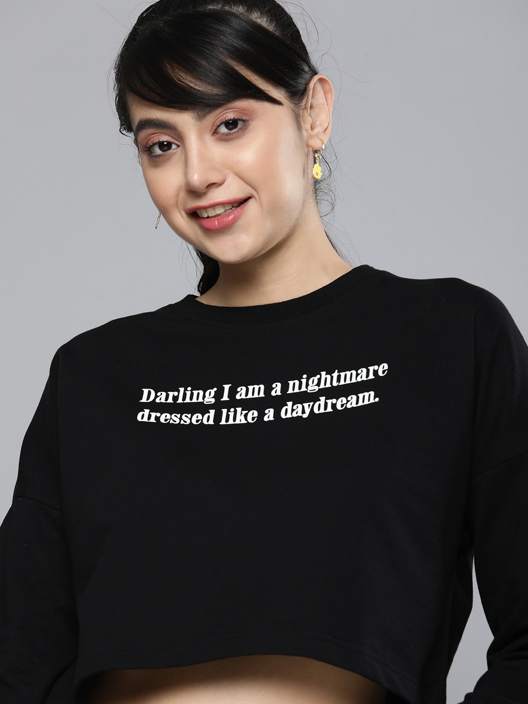 

HERE&NOW Women Black Printed Sweatshirt