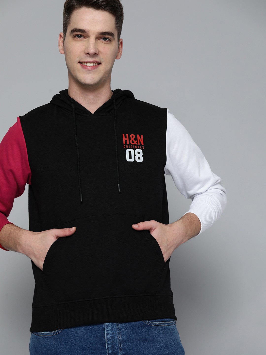 

HERE&NOW Men Black Hooded Sweatshirt