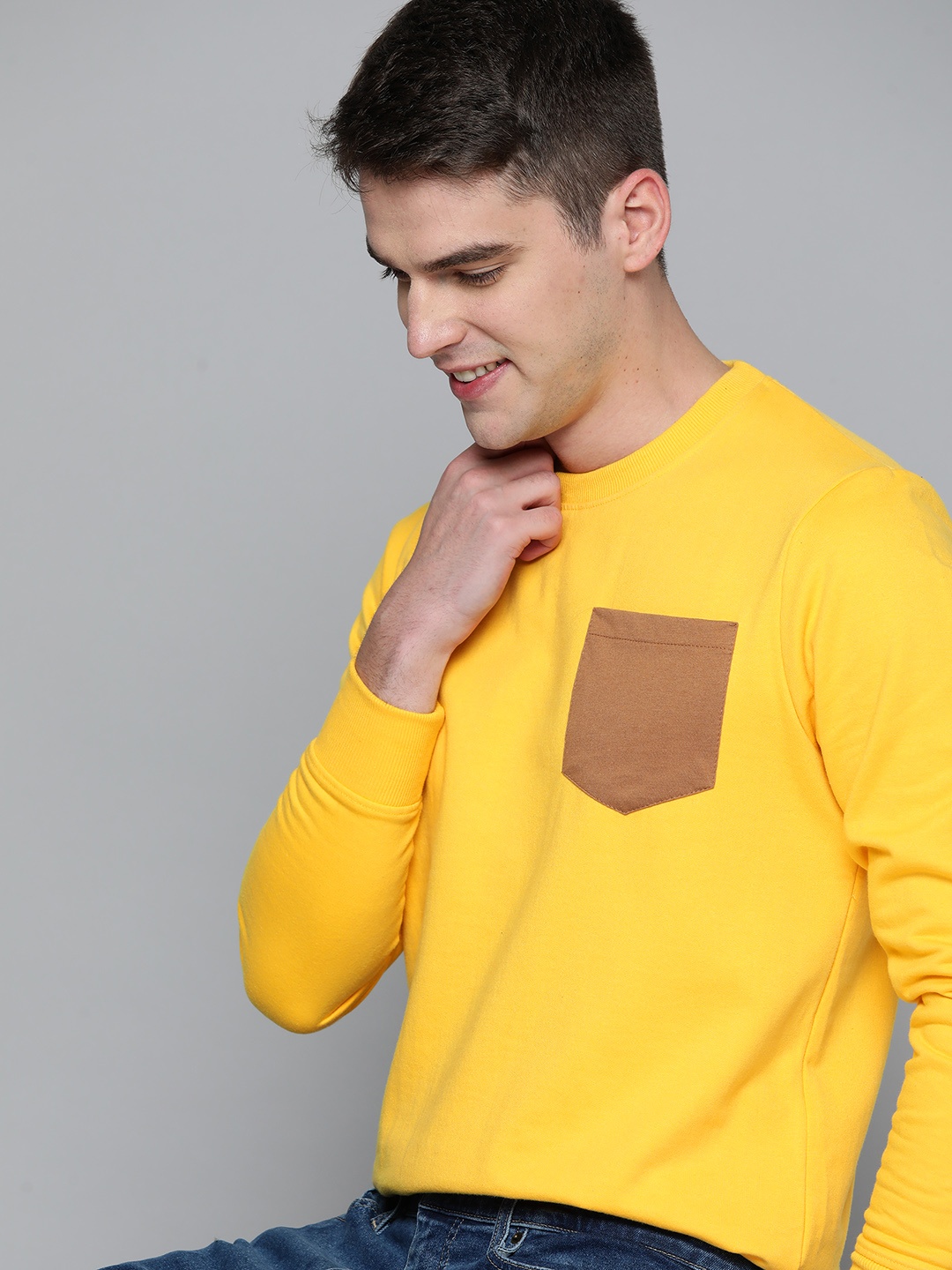 

HERE&NOW Men Yellow Hooded Sweatshirt