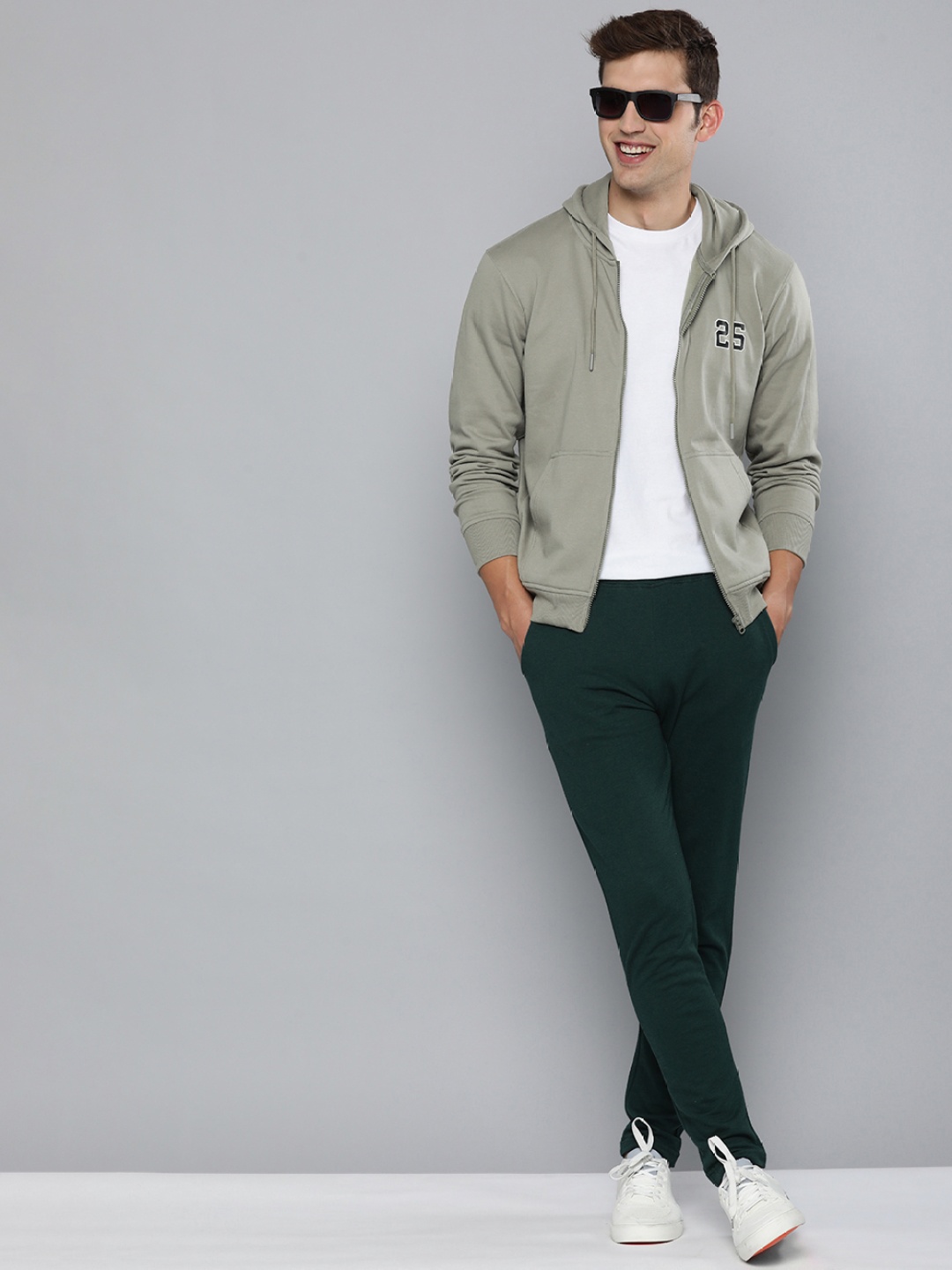 

HERE&NOW Men Light Olive Green Hooded Sweatshirt