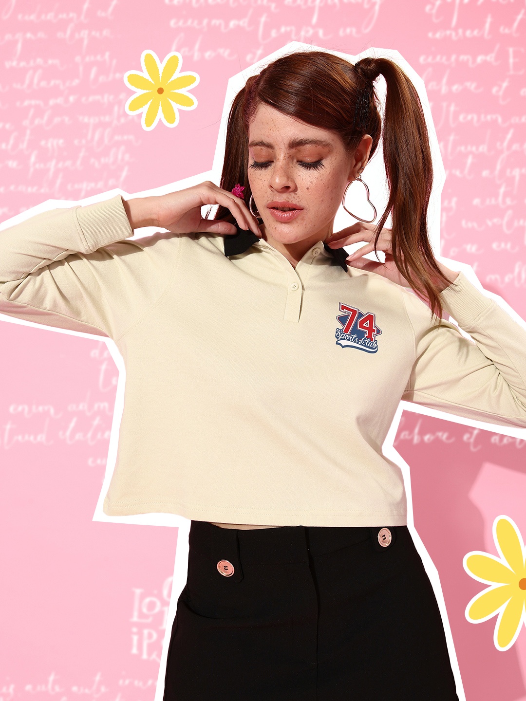 

HERE&NOW Women Cream-Coloured Solid Sweatshirt