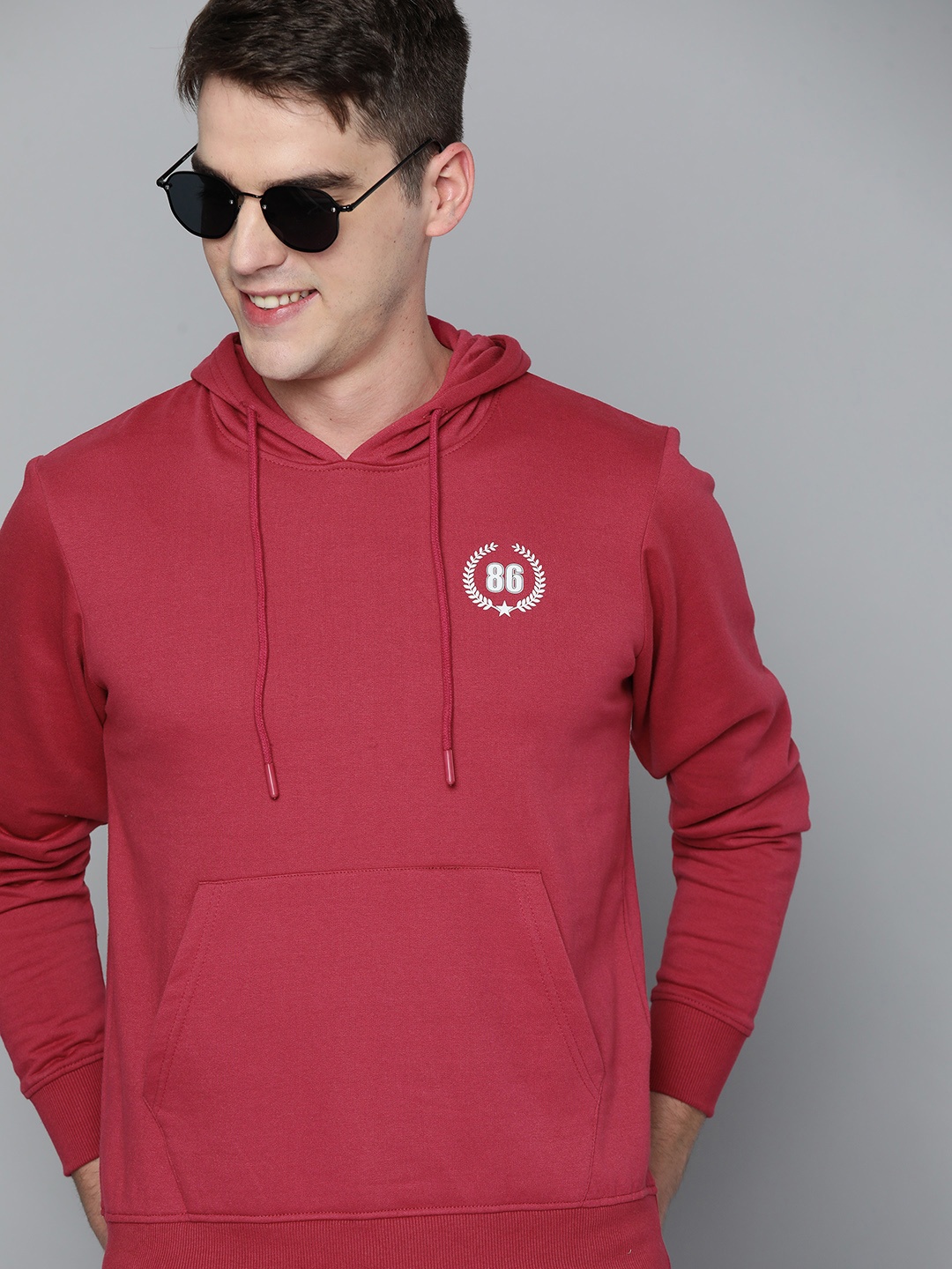 

HERE&NOW Men Pink Hooded Sweatshirt