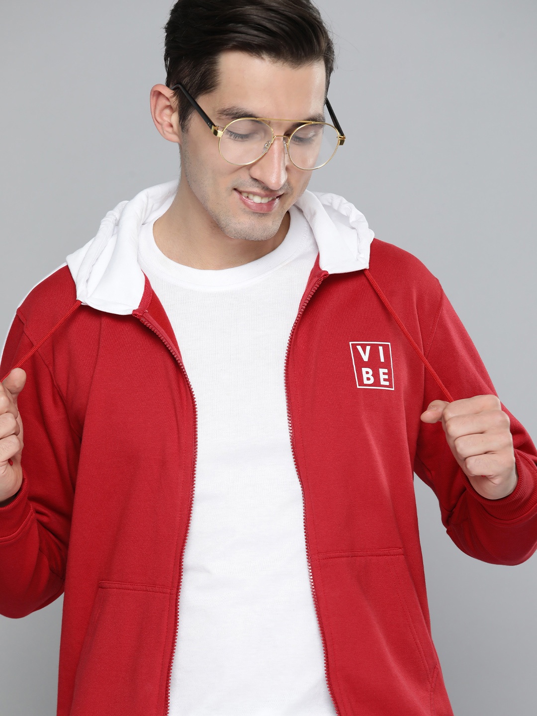 

HERE&NOW Men Red Hooded Sweatshirt