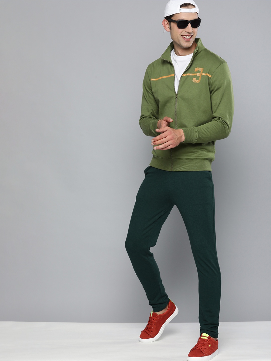 

HERE&NOW Men Green Printed Sweatshirt