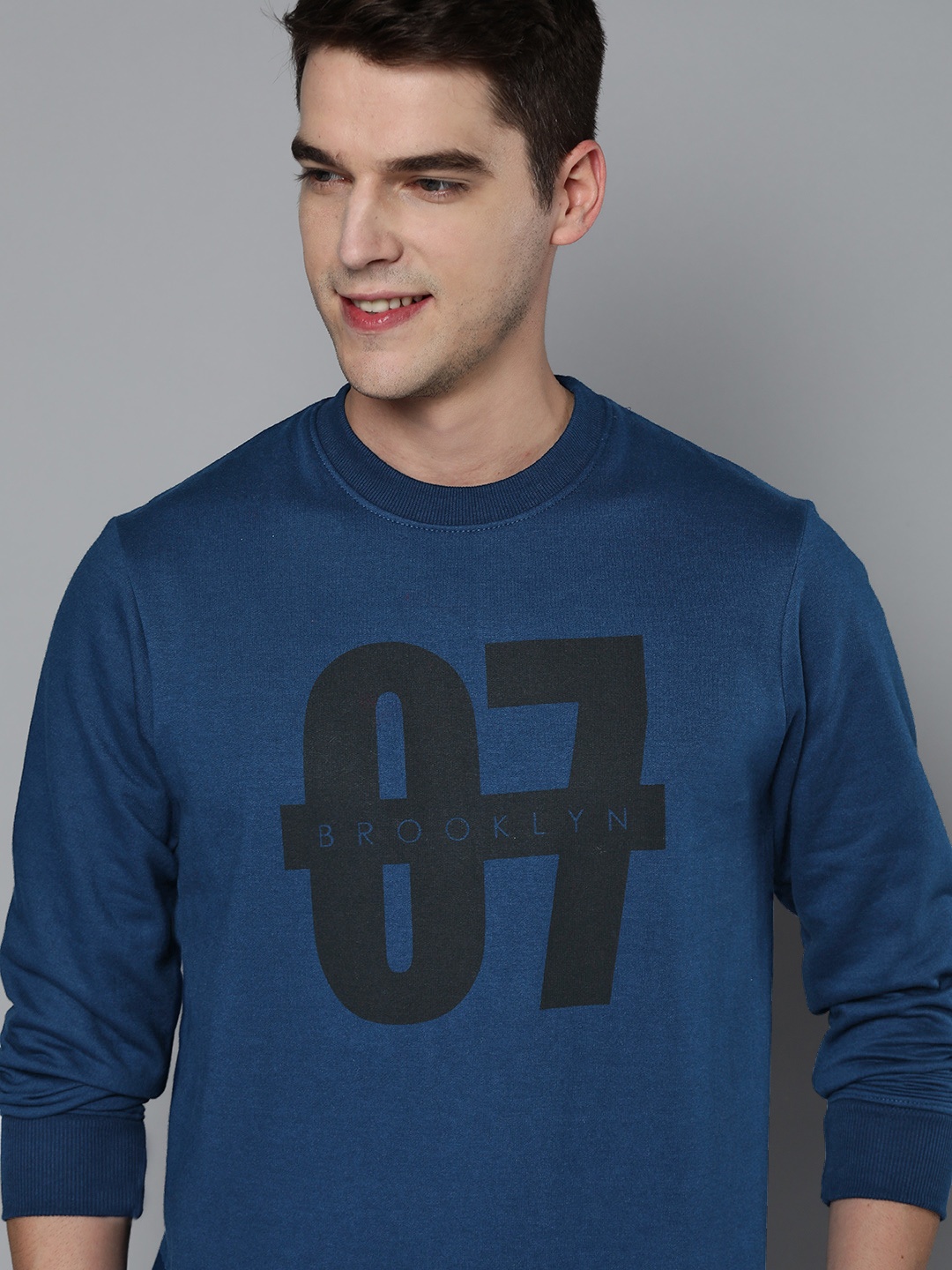 

HERE&NOW Men Blue Printed Sweatshirt