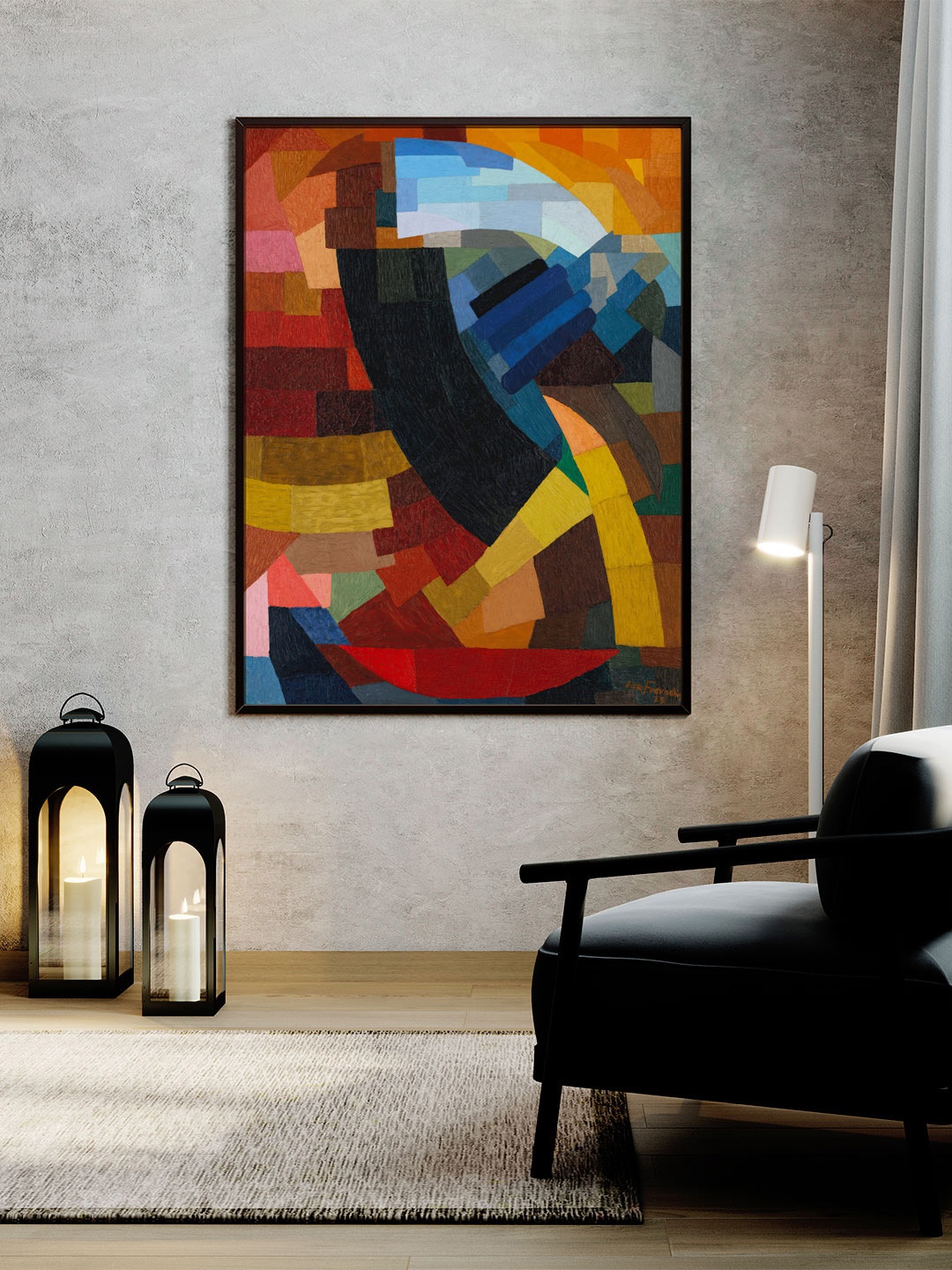 

ARTSPACE Blue & Red Fragments Canvas Painting Wall Art