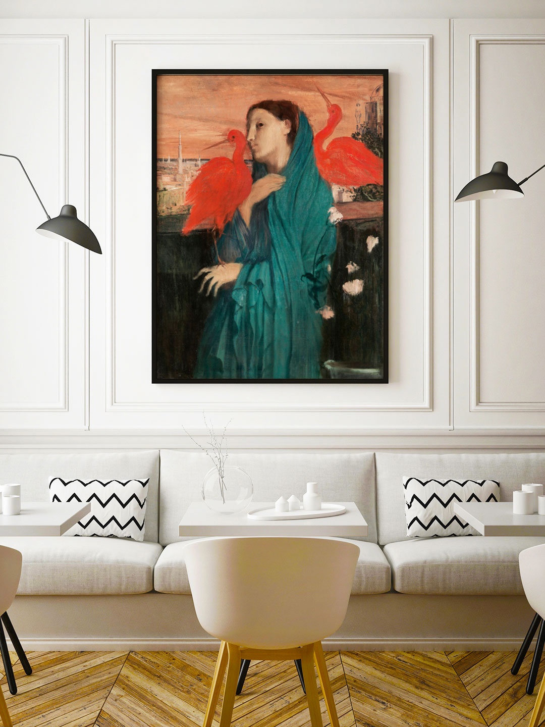 

ARTSPACE Blue & Red Young Woman with Ibis Canvas Painting