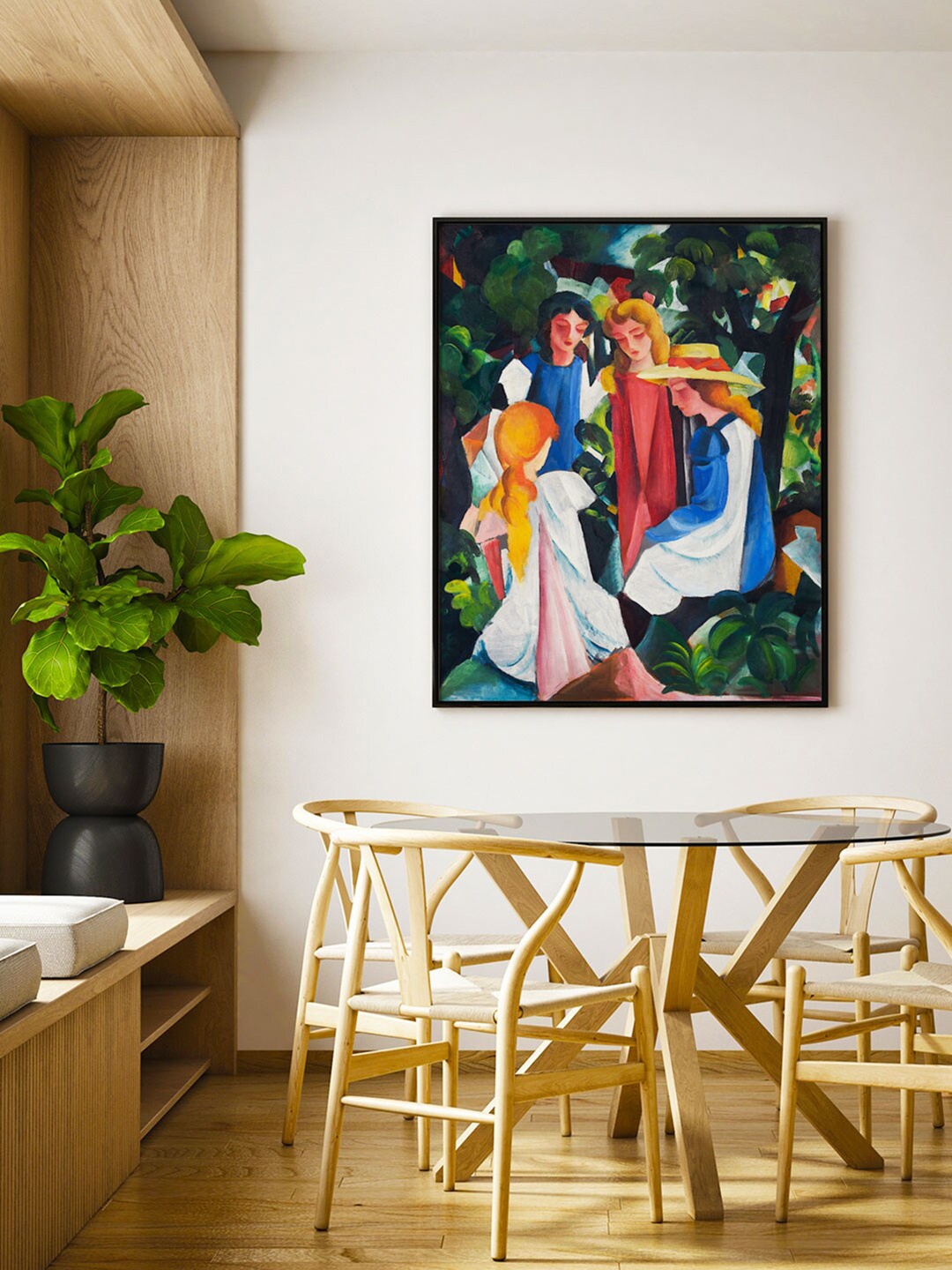 

ARTSPACE Blue & Green August Macke Four Girls Painting Wall Art, Multi