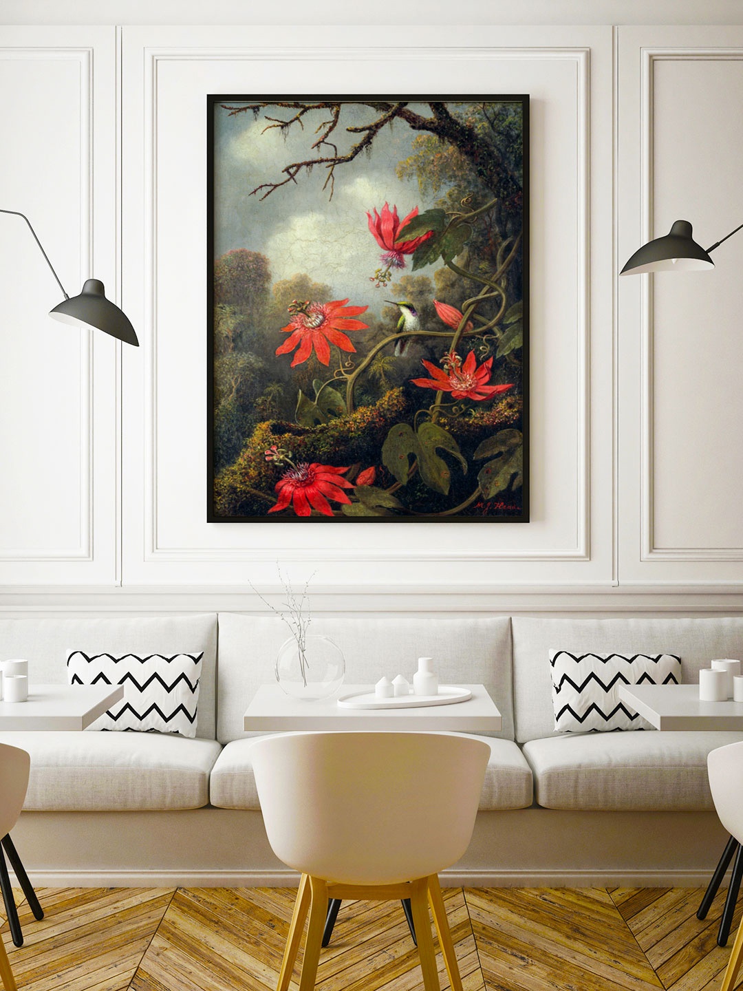 

ARTSPACE Green & Blue Printed Hummingbird Canvas Painting Wall Art