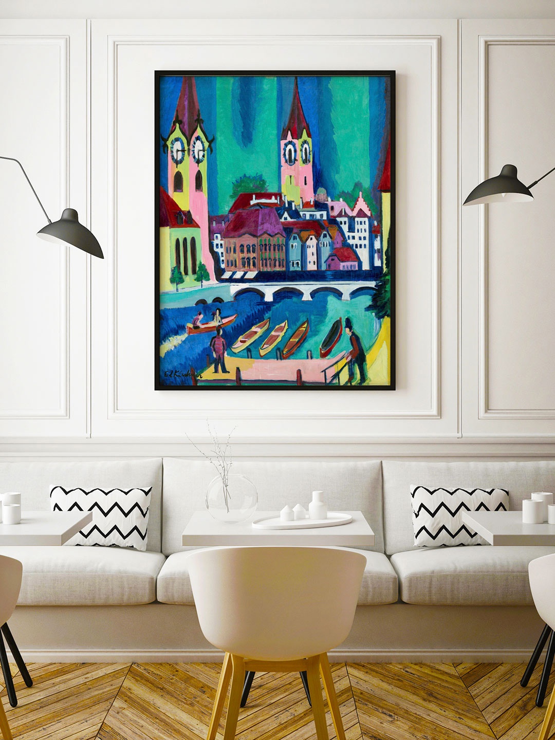 

ARTSPACE Blue & Green Zurich Printed Canvas Framed Wall Painting