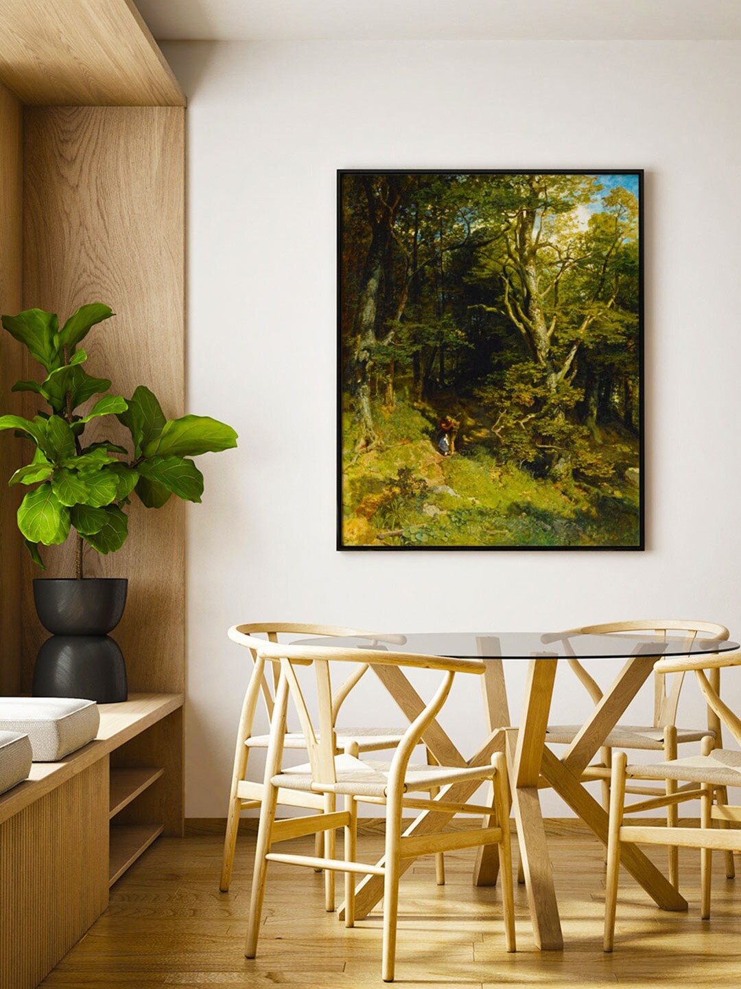 

ARTSPACE Green & Blue Printed Embrace In The Forest Canvas Painting Wall Art