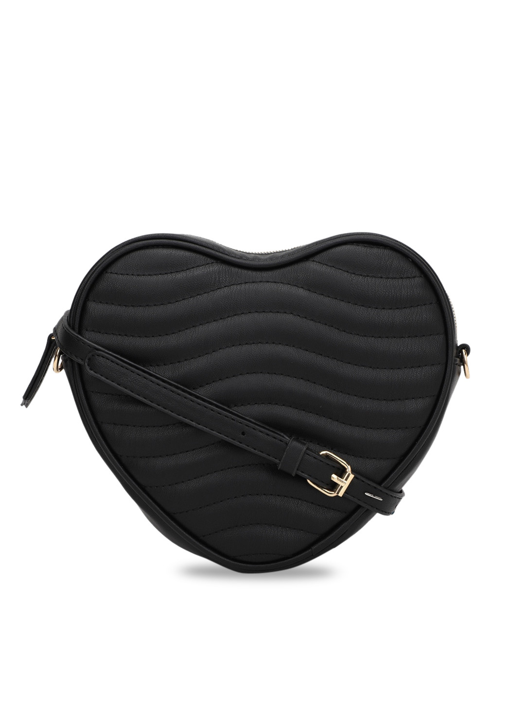 

FOREVER 21 Black Textured PU Structured Sling Bag with Quilted