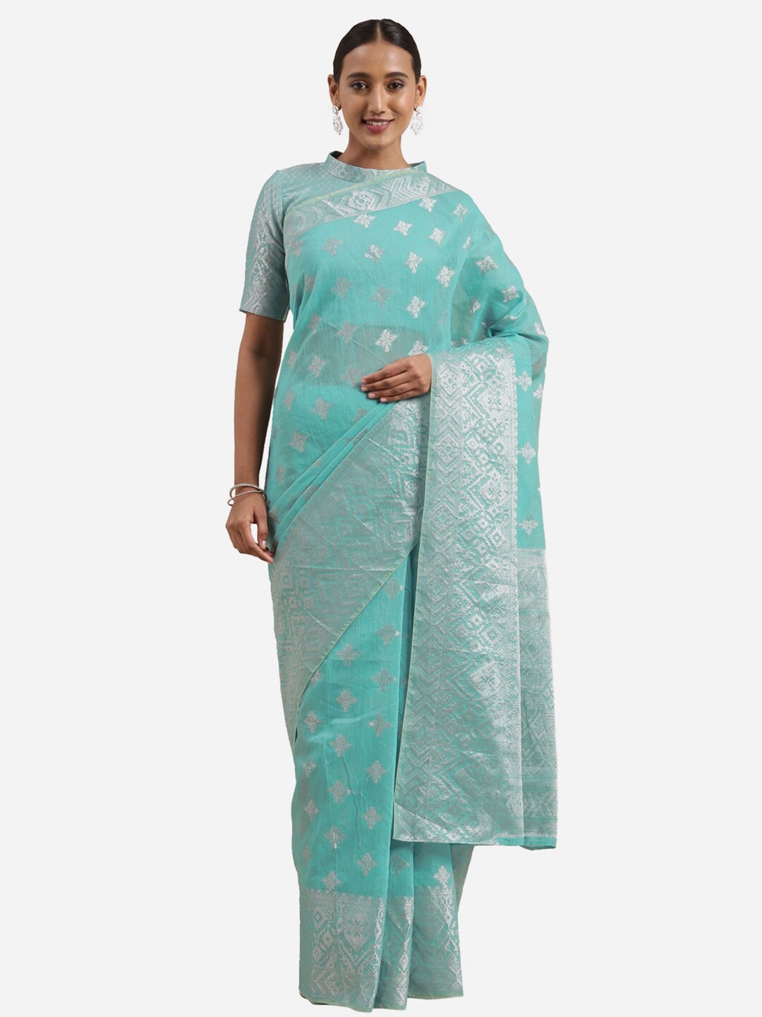 

Satrani Blue Woven Design Saree
