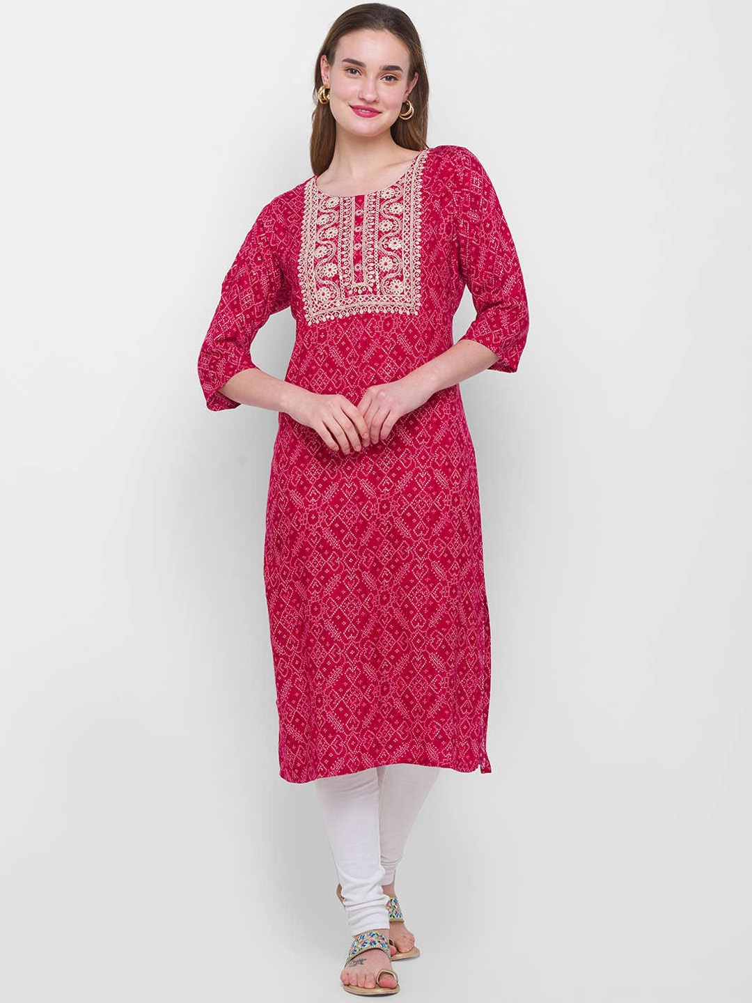 

ZOLA Women Magenta Keyhole Neck Anarkali Kurta