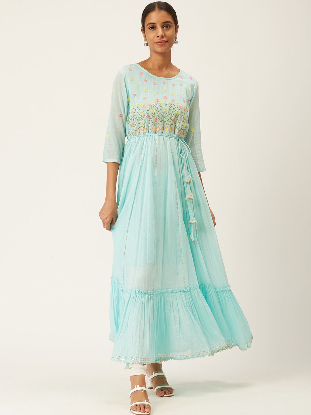 

ZOLA Women Blue Embroidered Flared Sleeves Anarkali Kurta