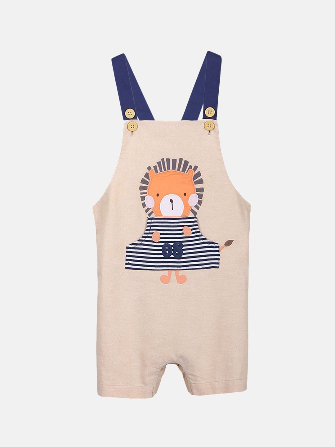 

Beebay Boys Beige & Blue Printed Cotton Dungaree