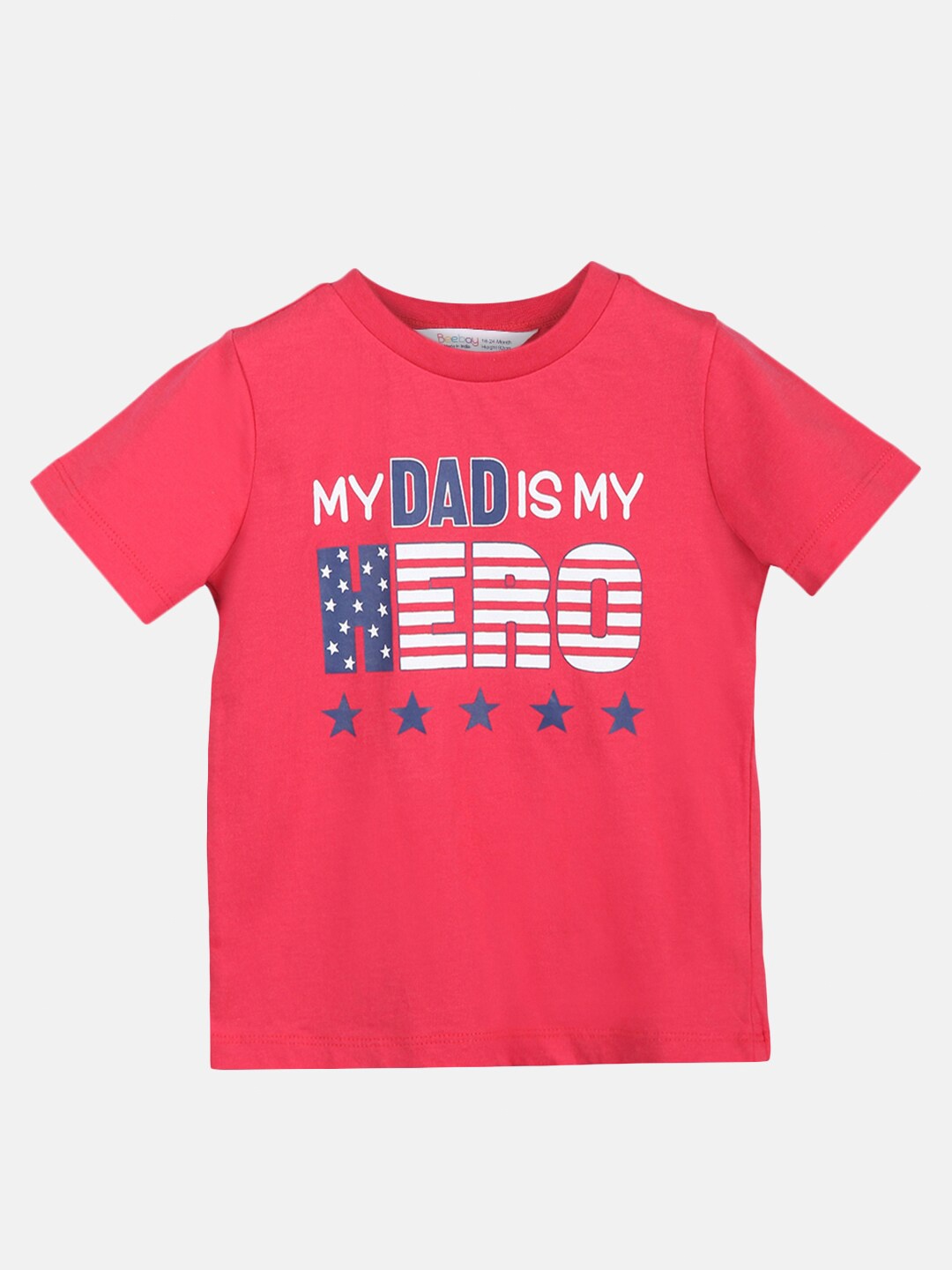 

Beebay Boys Red Printed Pure Cotton Applique T-shirt