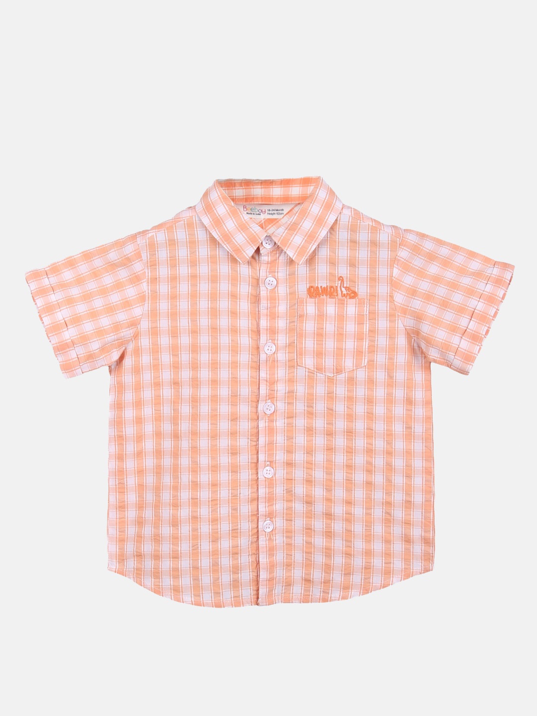 

Beebay Boys Orange Gingham Checks Checked Casual Shirt