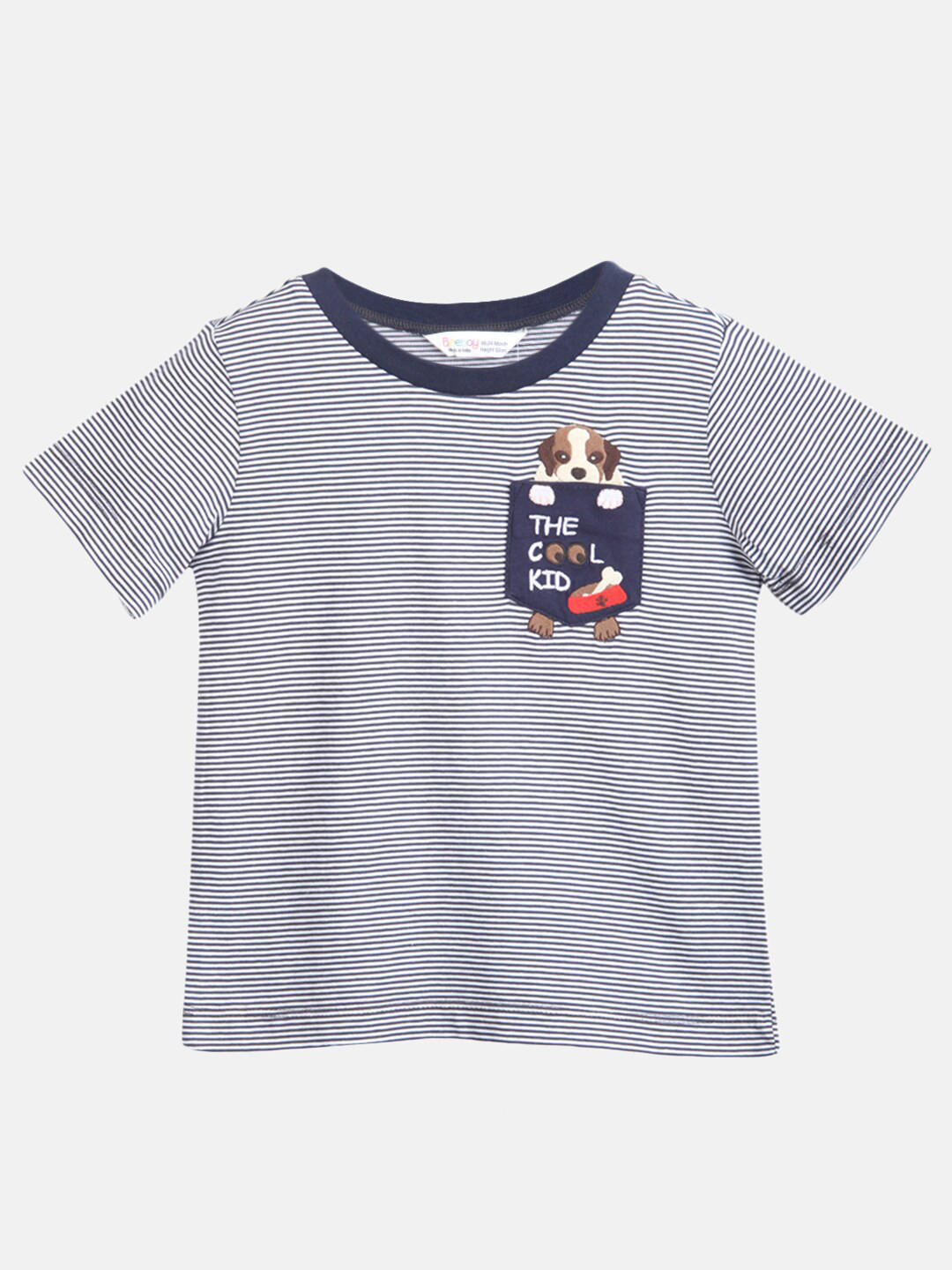 

Beebay Boys Navy Blue Typography Pure Cotton T-shirt