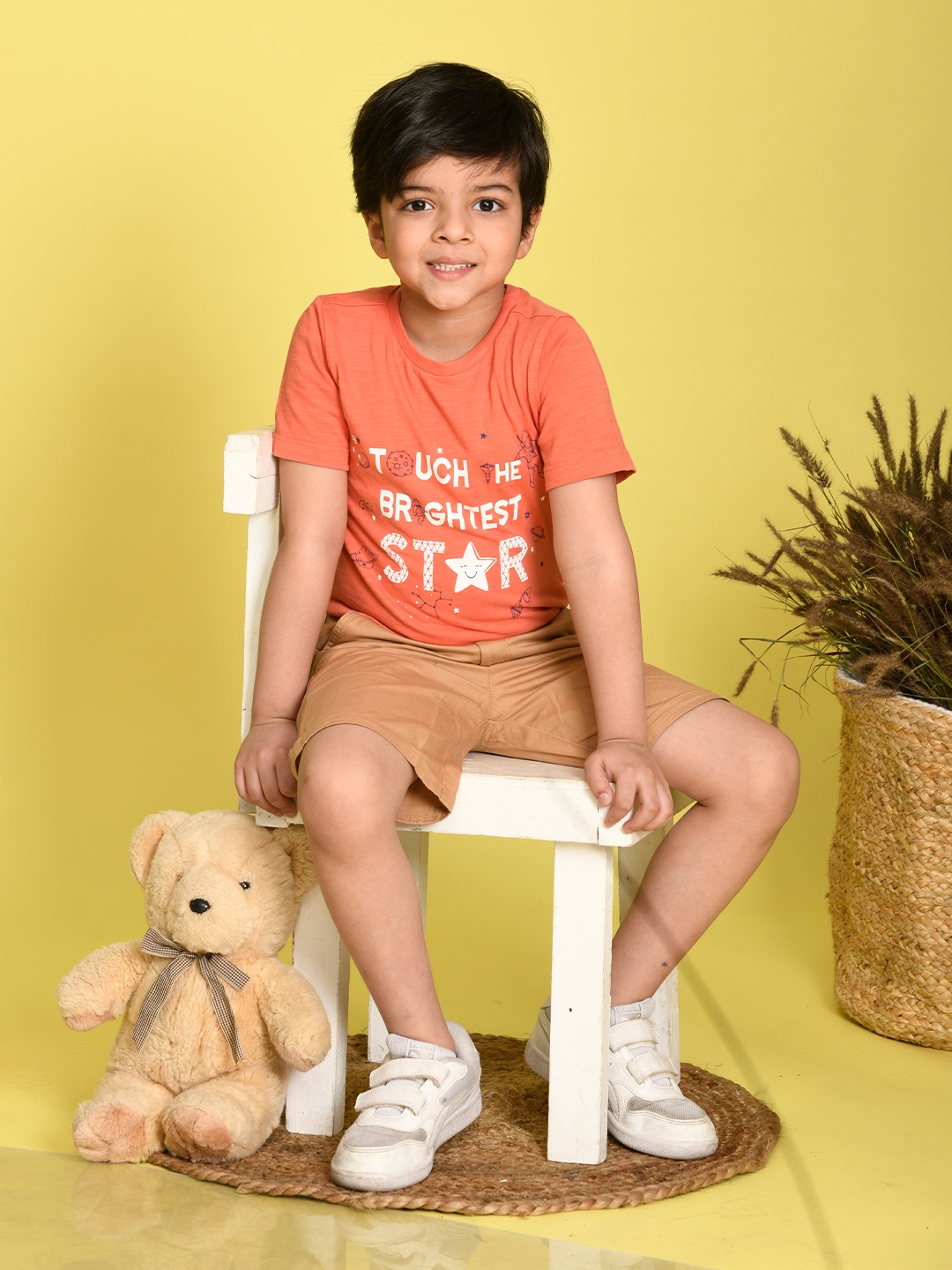 

Beebay Boys Orange Typography Printed Pure Cotton Applique T-shirt