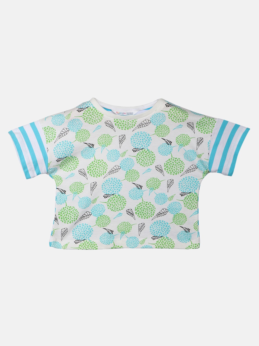 

Beebay Girls Green Printed Pure Cotton T-shirt