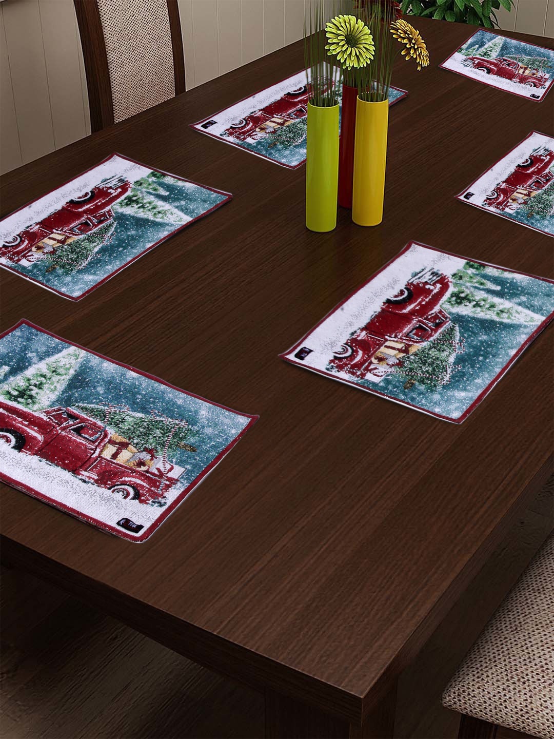 

KLOTTHE Set Of 6 Multi Colored Printed Pure Cotton Table Placemats