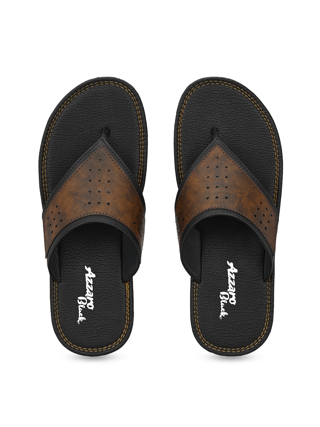 

Azzaro Black Men Brown & Black Thong Flip-Flops