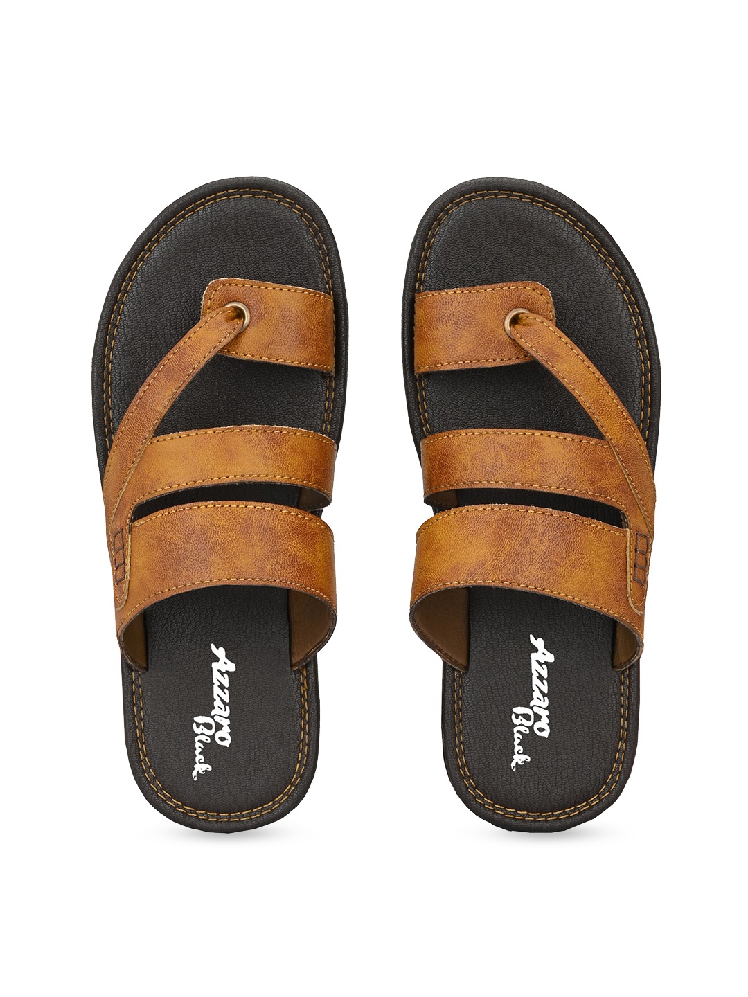 

Azzaro Black Men Beige & Brown Slip-On