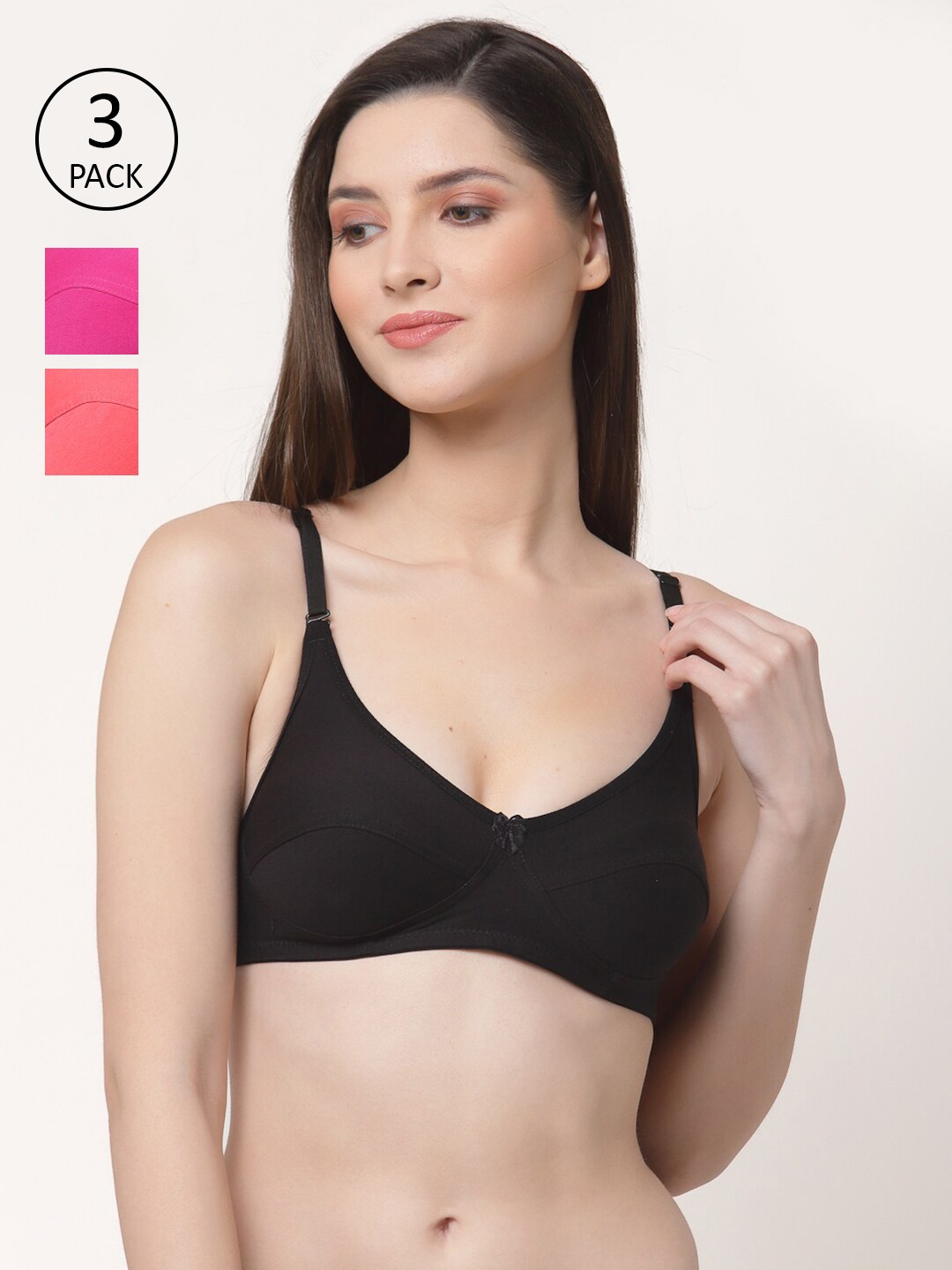 

Floret Pack of 3 Solid Everyday Bras, Black