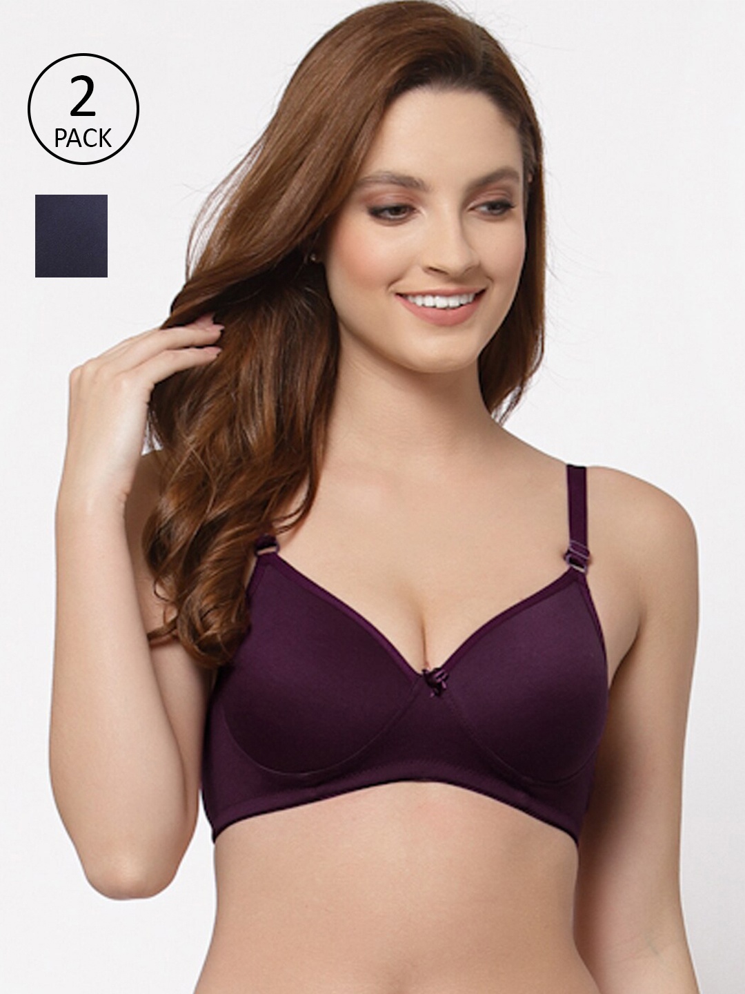 

Floret Burgundy & Navy Blue Bra Lightly Padded