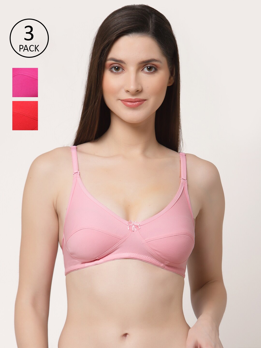 

Floret Pack of 3 Solid Everyday Bras, Pink