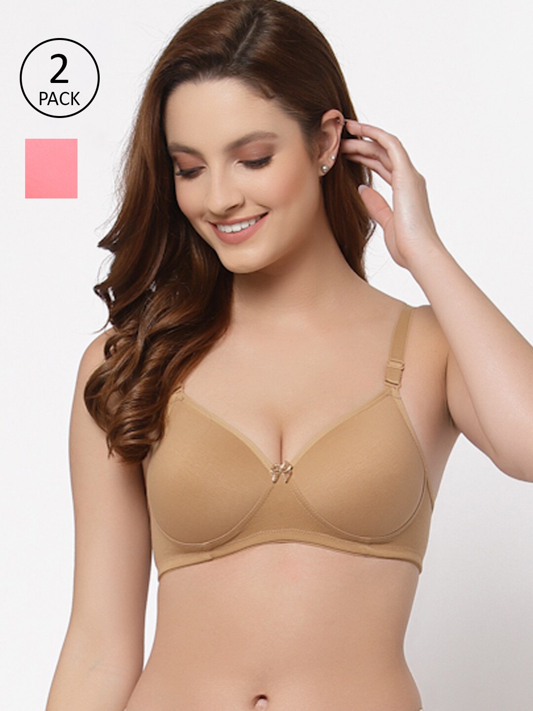 

Floret Nude-Coloured & Rose Bra Lightly Padded