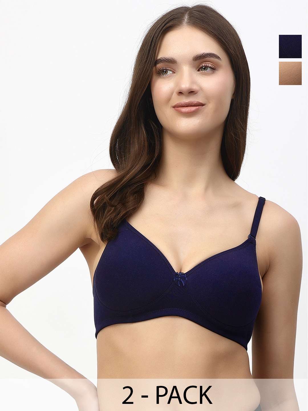 

Floret Pack of 2 Heavily Padded Medium-Coverage Non-Wired Seamless Push-Up Bra, Nude