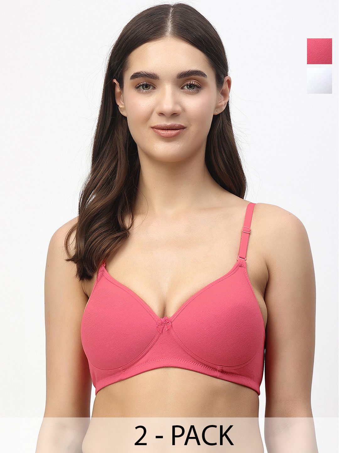 

Floret Pack of 2 Heavily Padded Medium-Coverage Non-Wired Seamless Push-Up Bra, White