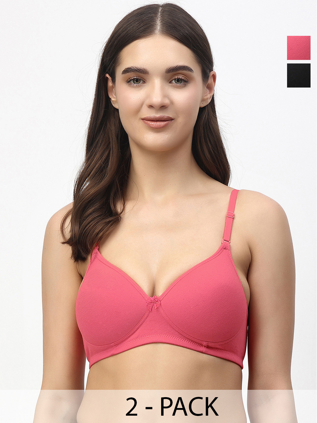 

Floret Pack of 2 Heavily Padded Medium-Coverage Non-Wired Seamless Push-Up Bra, Black
