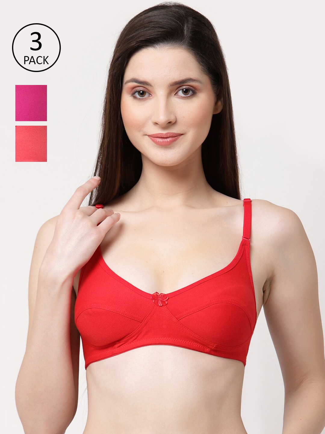 

Floret Red & Peach-Coloured Bra