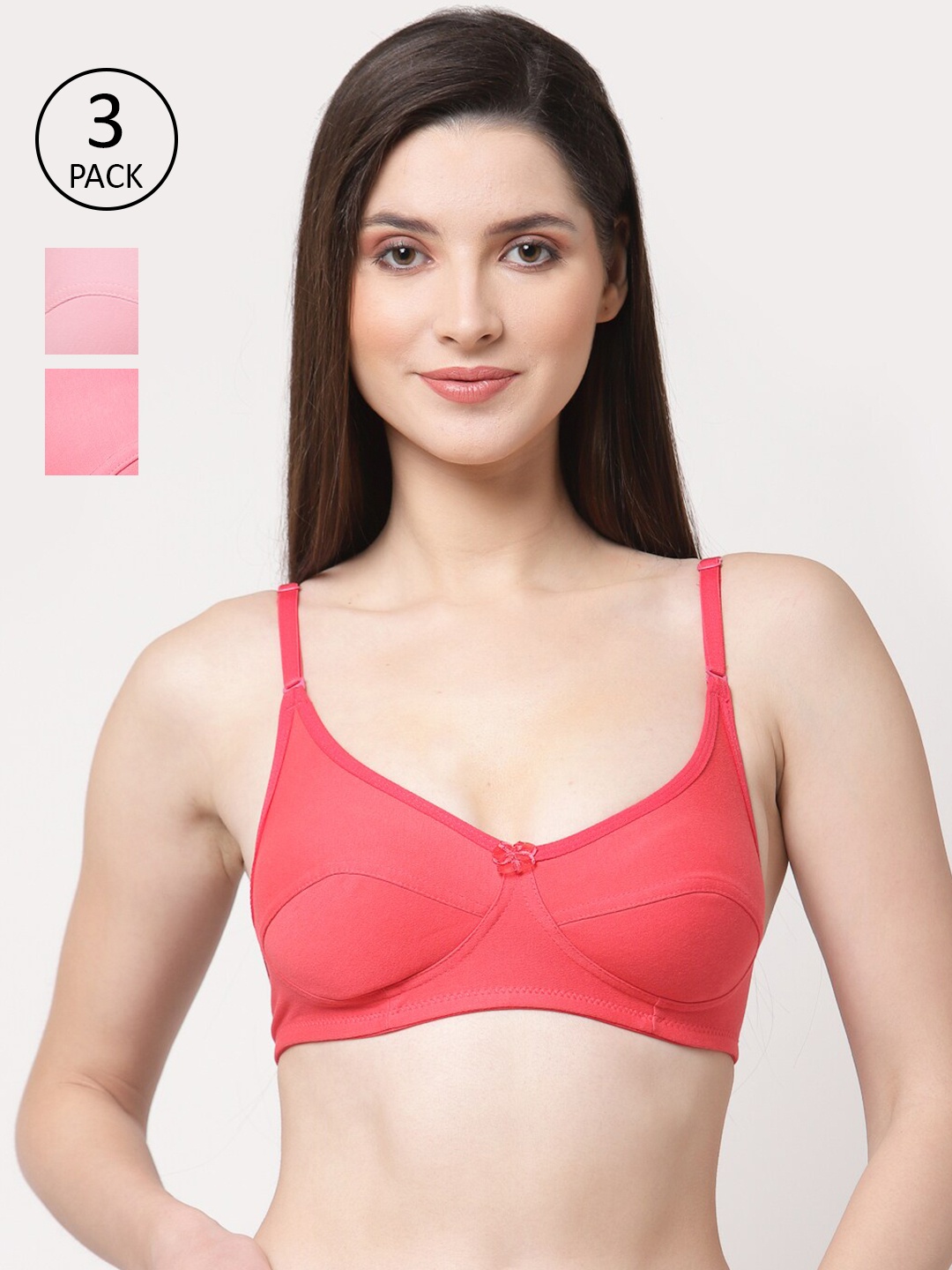 

Floret Pack of 3 Bra Non-Padded, Pink
