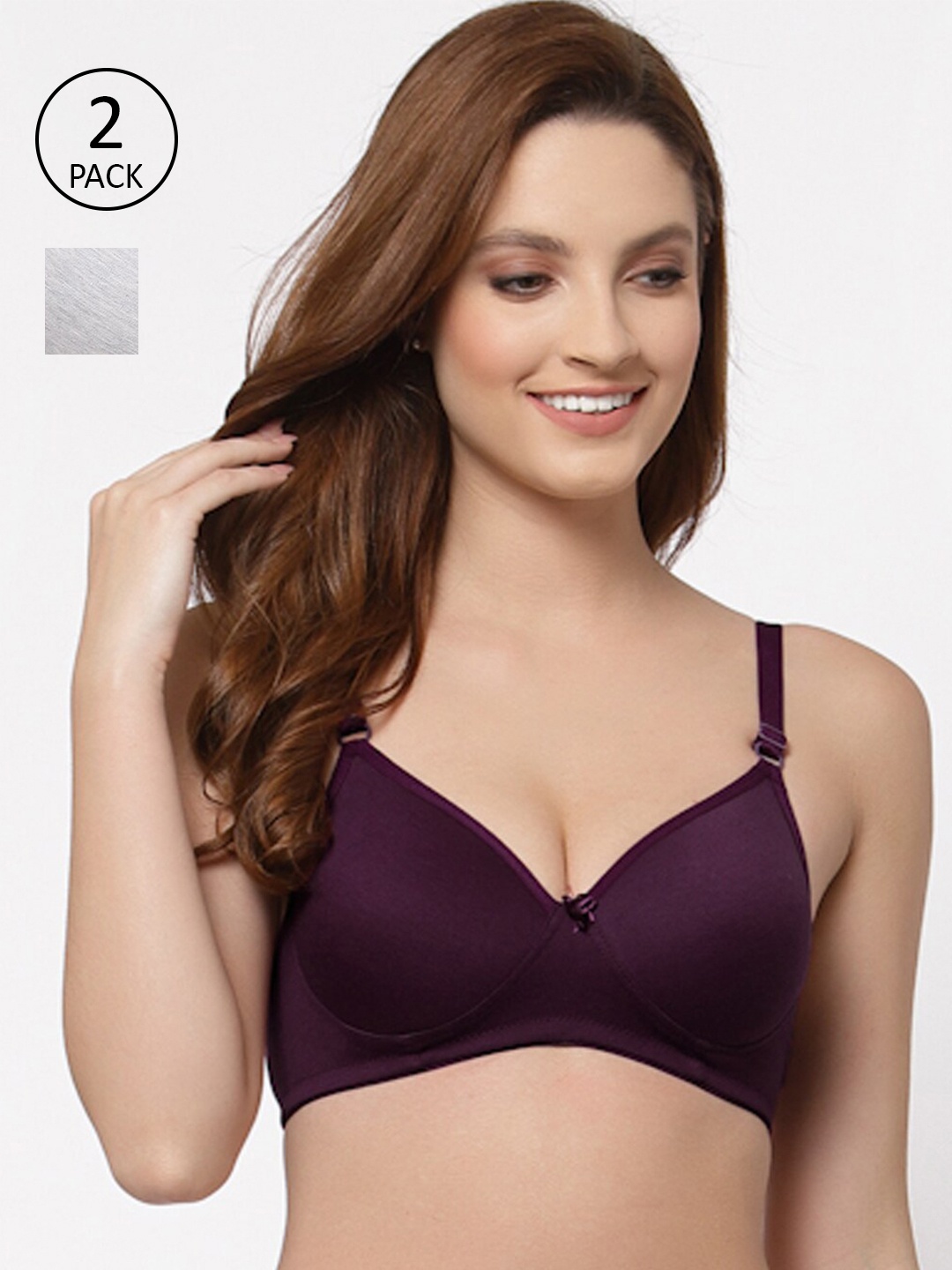 

Floret Burgundy & Grey Pack of 2 Lightly Padded Bra