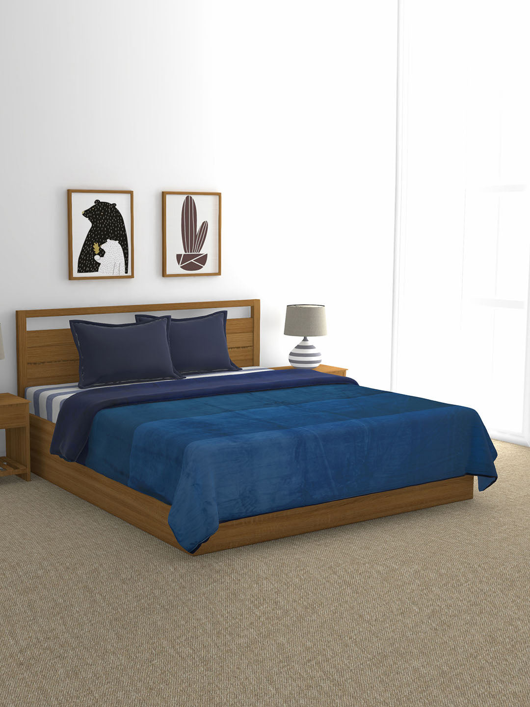 

Athome by Nilkamal Blue AC Room 300 GSM Single Bed Blanket