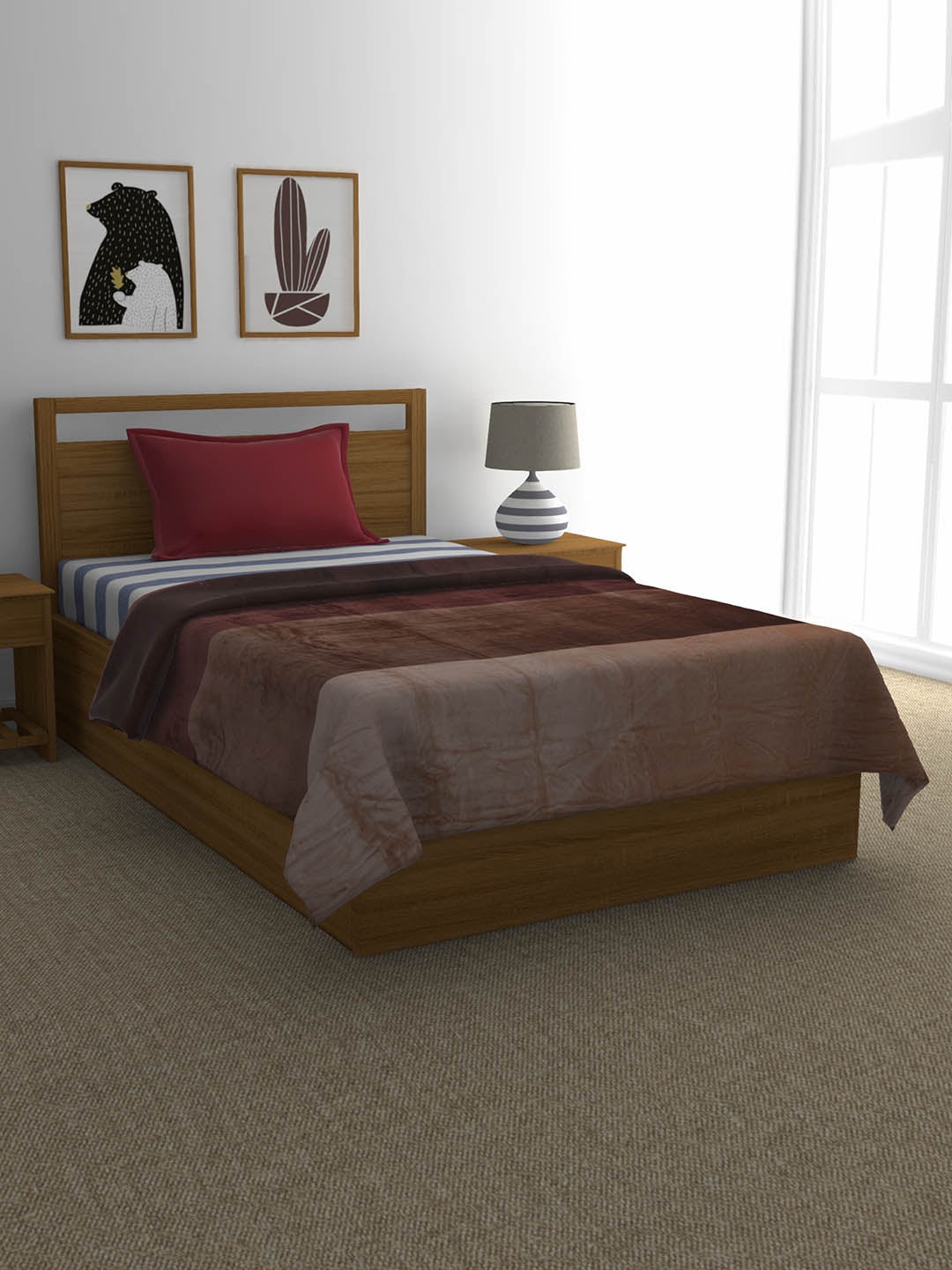 

Athome by Nilkamal Brown & Coffee Brown AC Room 300 GSM Single Bed Blanket