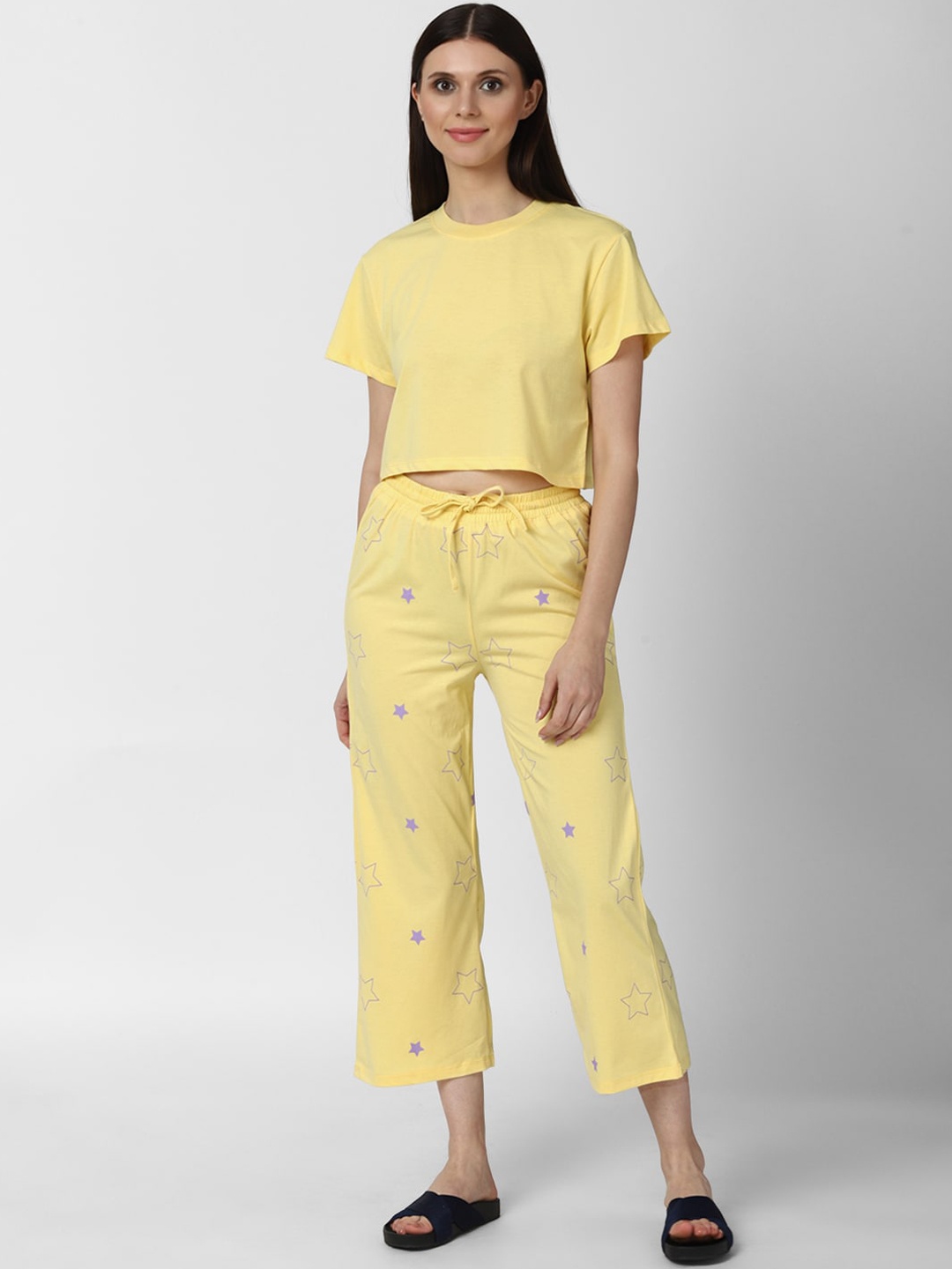 

FOREVER 21 Women Yellow Floral Embroidered Trousers