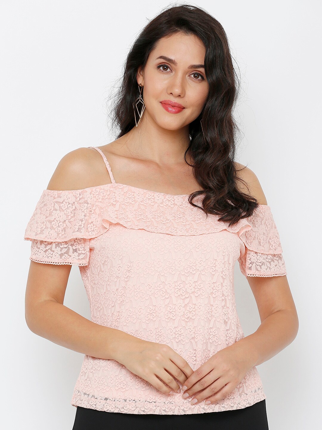 

Kraus Jeans Peach-Coloured Bardot Top