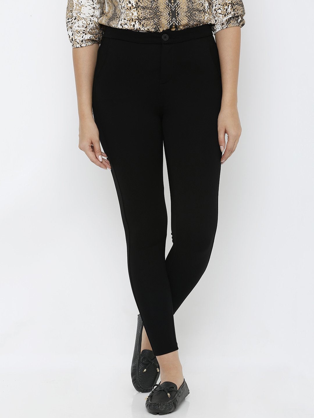 

Kraus Jeans Women Black Solid Skinny-Fit Treggings