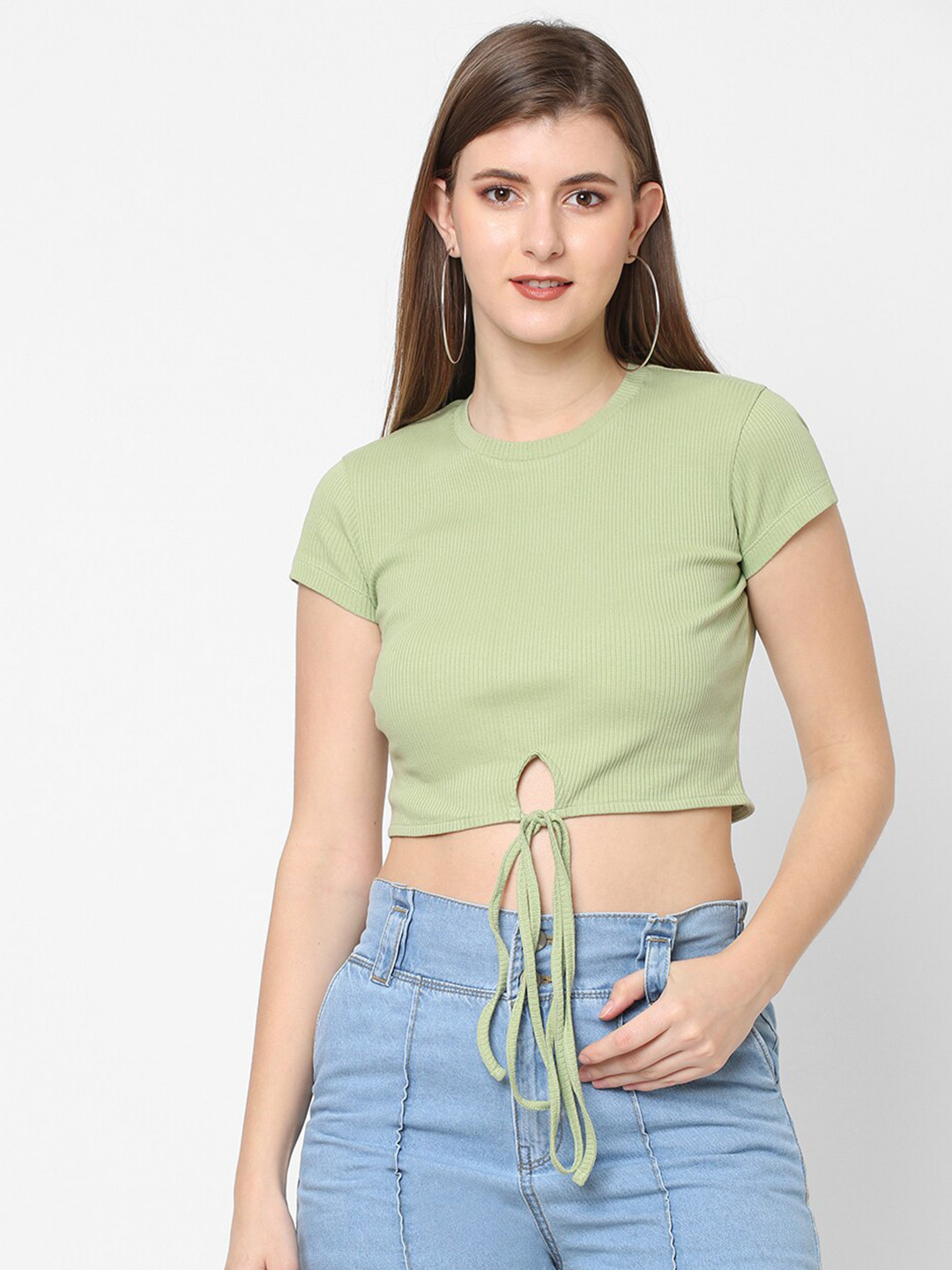 

Kraus Jeans Green Cut Out Detail Crop Top