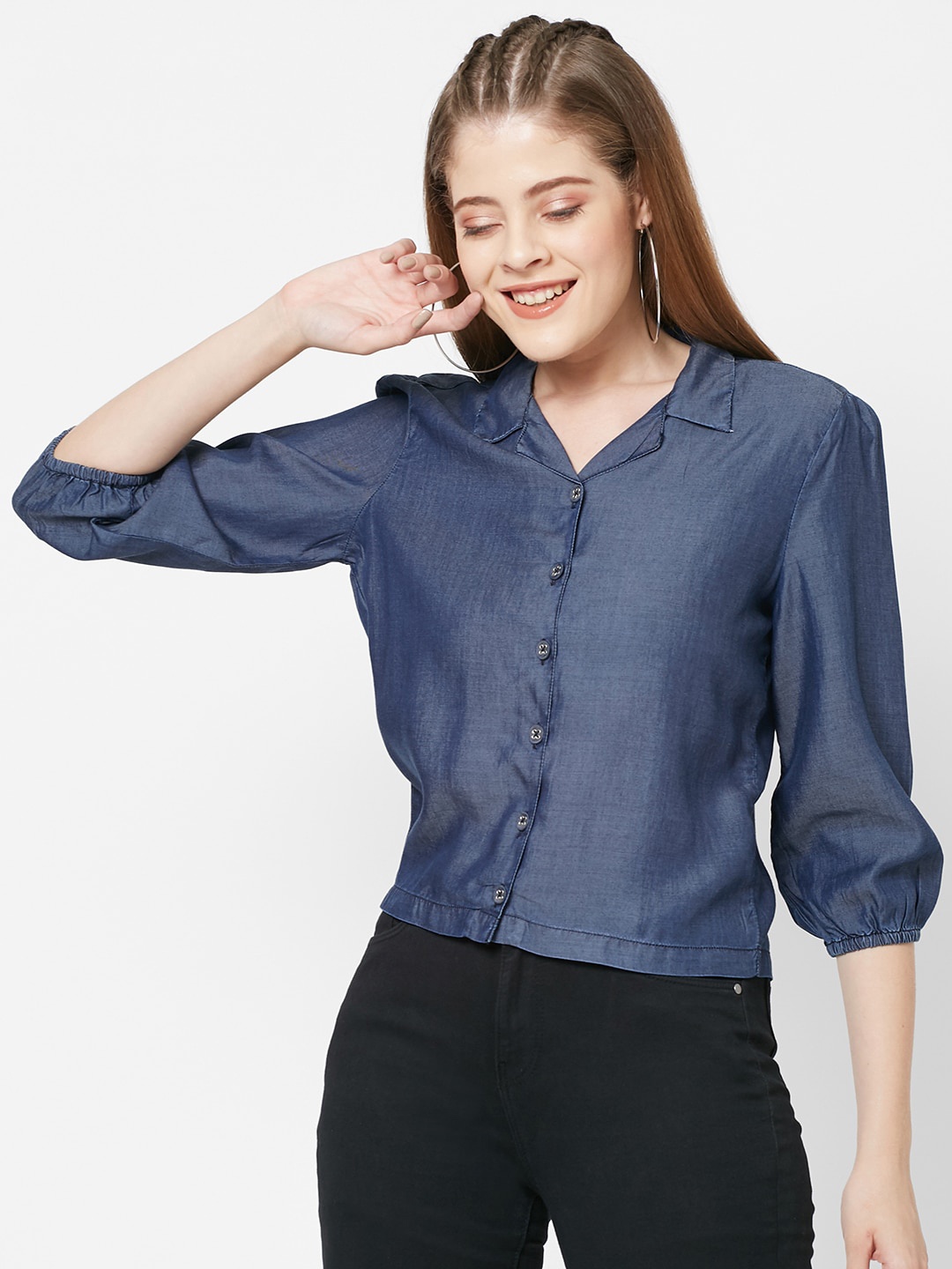 

Kraus Jeans Women Blue Slim Fit Casual Shirt