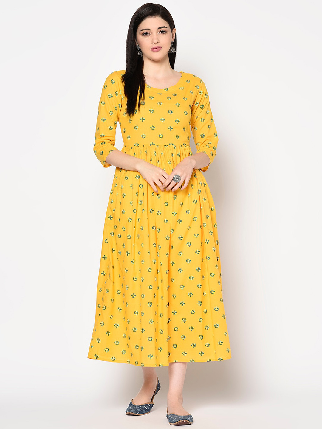 

GULMOHAR JAIPUR Women Yellow Floral Printed Kurta